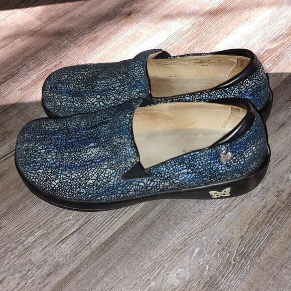 Alegria Keli Professional Shoe Women's Size 39 Blue Crackle Pop Print Black Sole - Picture 3 of 8